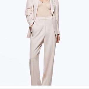 Zara - Wide leg beige masculine women trouser